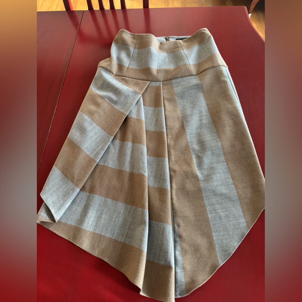 Tibi Tan and Gray A-Line Skirt